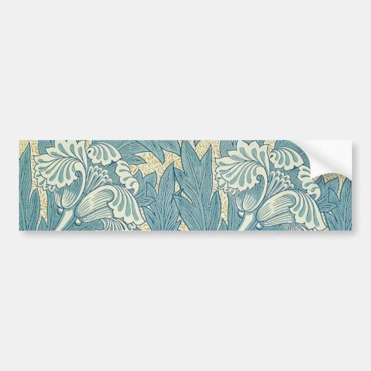 William Morris Classic Tulip Blue Floral Bumpersticker (Voorkant)