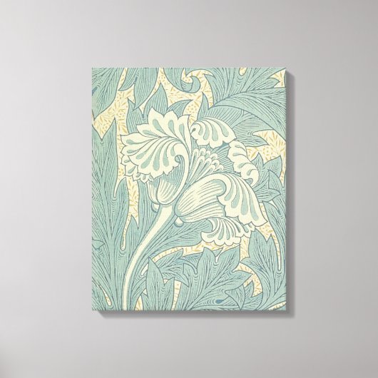 William Morris Classic Tulip Blue Floral Canvas Afdruk (Voorkant)