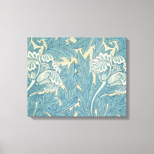 William Morris Classic Tulip Blue Floral Canvas Afdruk