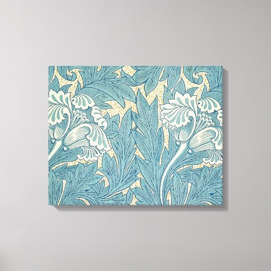 William Morris Classic Tulip Blue Floral Canvas Afdruk (Voorkant)