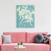 William Morris Classic Tulip Blue Floral Canvas Afdruk (Insitu (Woonkamer))