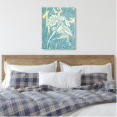 William Morris Classic Tulip Blue Floral Canvas Afdruk (Insitu (Slaapkamer))