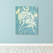 William Morris Classic Tulip Blue Floral Canvas Afdruk (Insitu (Houten vloer))