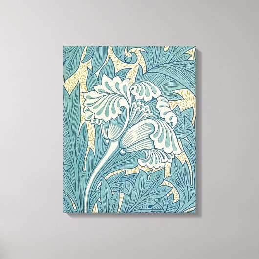 William Morris Classic Tulip Blue Floral Canvas Afdruk (Voorkant)