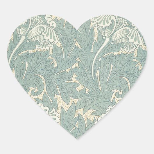 William Morris Classic Tulip Blue Floral Hart Sticker (Voorkant)