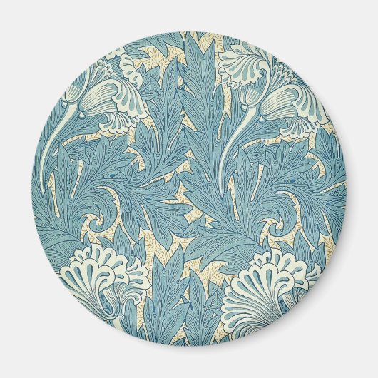 William Morris Classic Tulip Blue Floral Magneet (Voorkant)