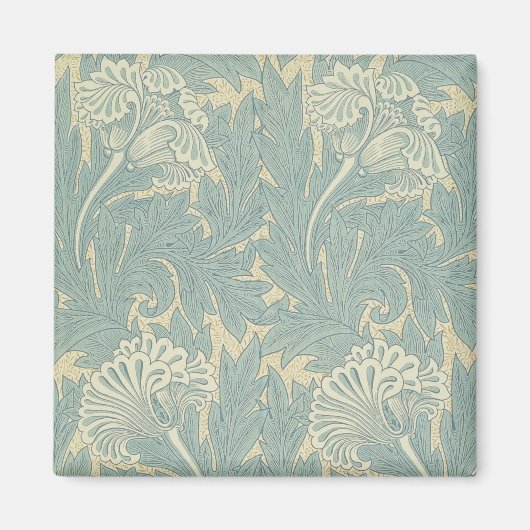 William Morris Classic Tulip Blue Floral Magneet (Voorkant)