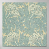 William Morris Classic Tulip Blue Floral Poster (Voorkant)