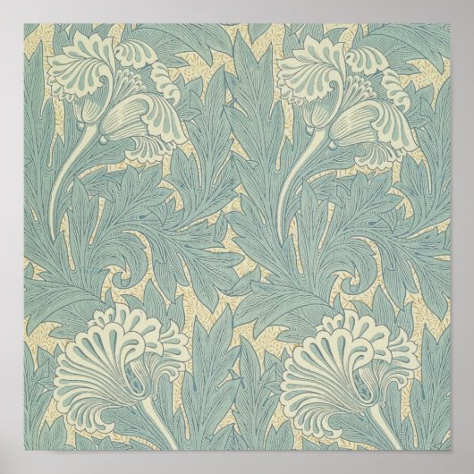 William Morris Classic Tulip Blue Floral Poster (Voorkant)