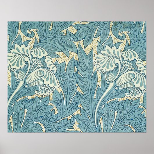 William Morris Classic Tulip Blue Floral Poster (Voorkant)