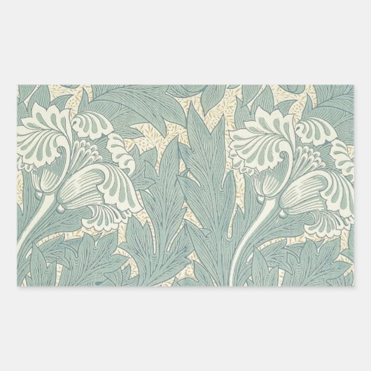 William Morris Classic Tulip Blue Floral Rechthoekige Sticker (Voorkant)