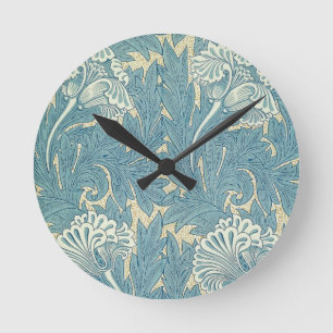 William Morris Classic Tulip Blue Floral Ronde Klok