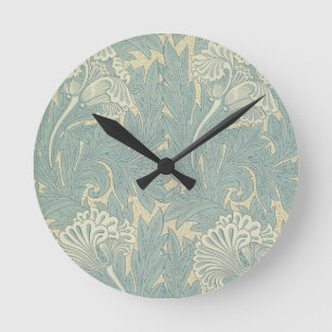William Morris Classic Tulip Blue Floral Ronde Klok