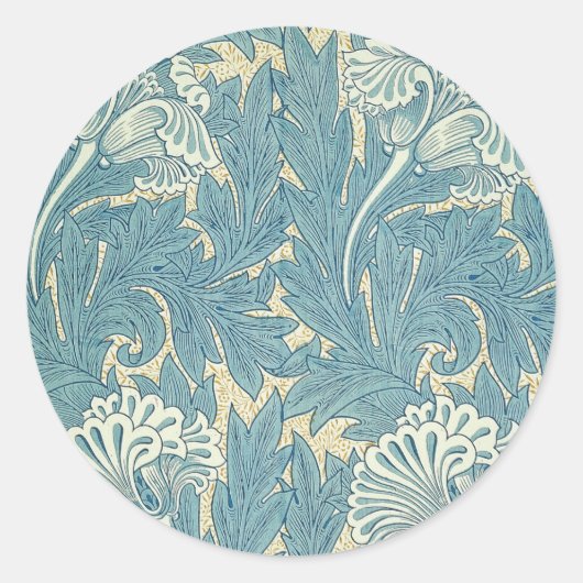 William Morris Classic Tulip Blue Floral Ronde Sticker (Voorkant)