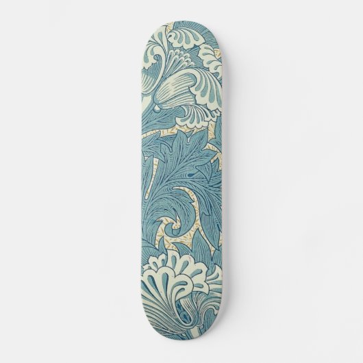 William Morris Classic Tulip Blue Floral Skateboard (Voorkant)