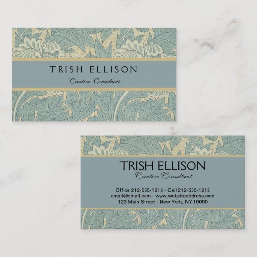 William Morris Classic Tulip Blue Floral Visitekaartje (Voorkant / Achterkant)