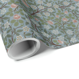 William Morris Clover Bloemen Groen Roze Cadeaupapier