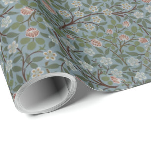 William Morris Clover Bloemen Groen Roze Cadeaupapier