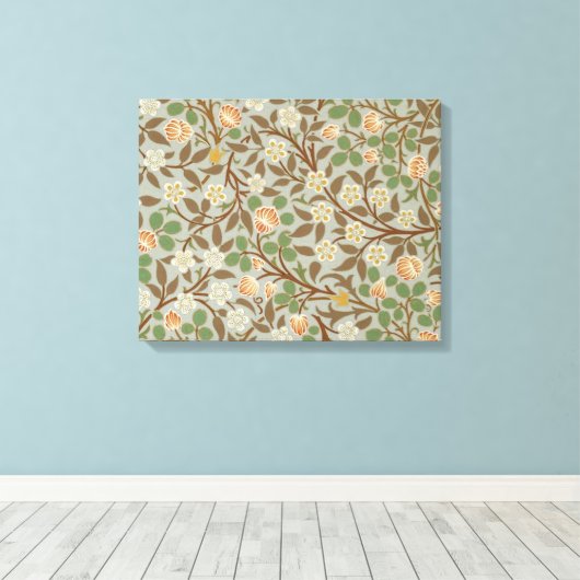 William Morris Clover Botanische Bloem Canvas Afdruk (Insitu (Houten vloer))