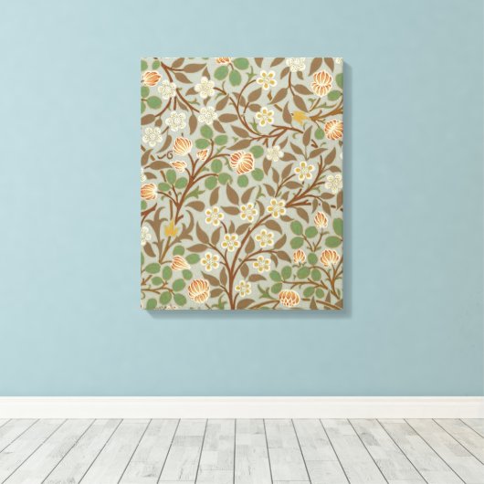 William Morris Clover Botanische Bloem Canvas Afdruk (Insitu (Houten vloer))