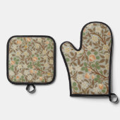 William Morris Clover Botanische Bloem Ovenwant & Pannenlap Set (Voorkant)