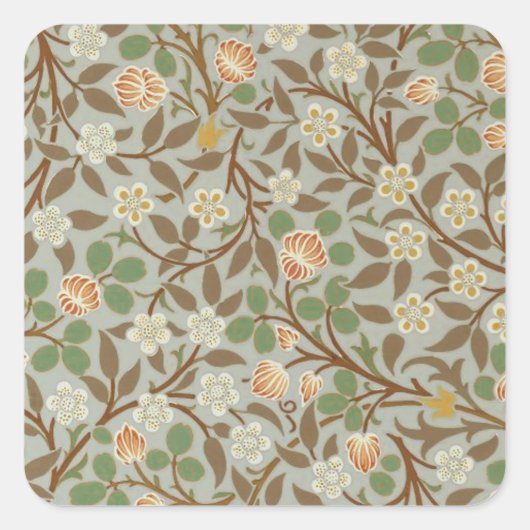 William Morris Clover Botanische Bloem Vierkante Sticker (Voorkant)