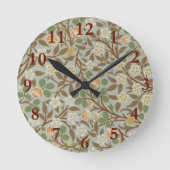 William Morris Clover Flower Art Pattern Ronde Klok (Voorkant)