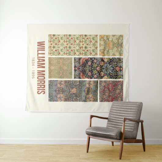 William Morris Collected Art Pattern Collage Wandkleed (In Situ (horizontaal))