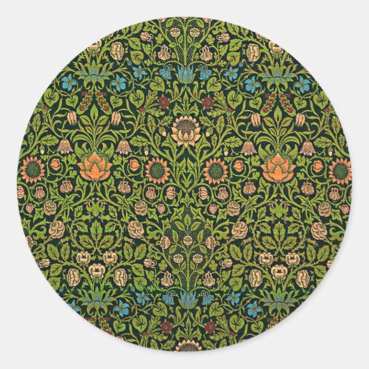 William Morris - Columbine, dark green, Case-Mate Ronde Sticker (Voorkant)
