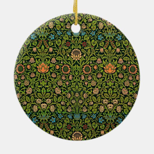 William Morris - Columbine, dark green, Keramisch Ornament (Achterkant)