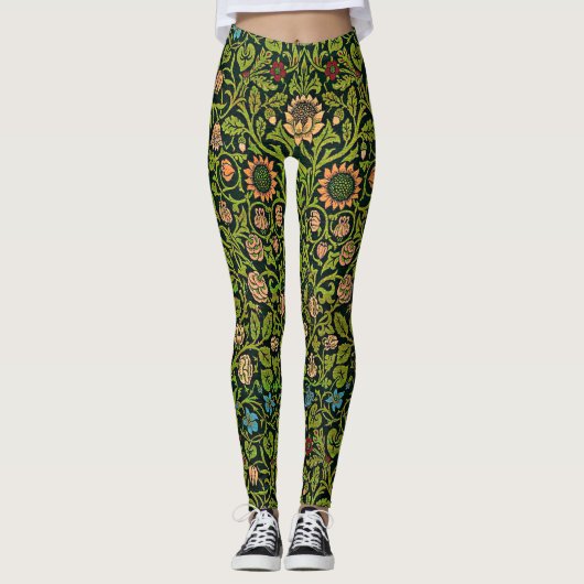 William Morris - Columbine, donkergroen, Case-Mate Leggings (Voorkant)