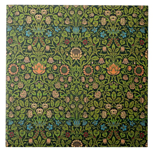 William Morris - Columbine, donkergroen, Case-Mate Tegeltje (Voorkant)