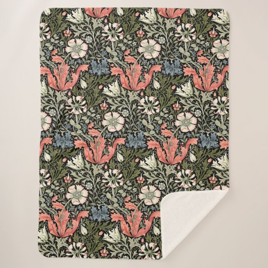 William Morris  Compton bloemmotief Sherpa Deken (Voorkant)