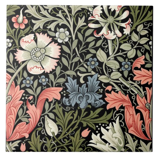 William Morris  Compton bloemmotief Tegeltje (Voorkant)