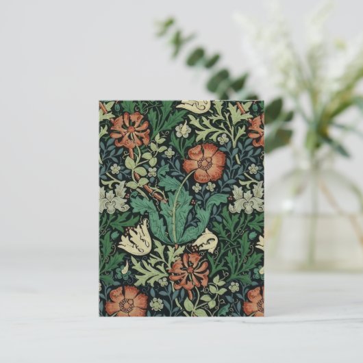 William Morris Compton Floral Art Nouveau Pattern Briefkaart (Staand voorkant)