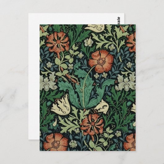 William Morris Compton Floral Art Nouveau Pattern Briefkaart (Voorkant / Achterkant)