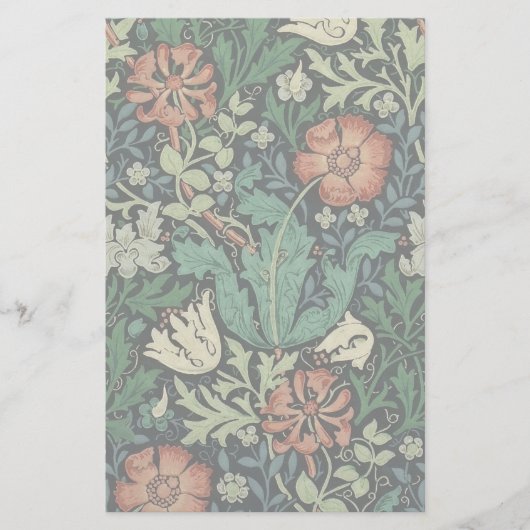 William Morris Compton Floral Art Nouveau Pattern Briefpapier (Voorkant)