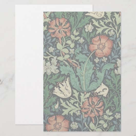 William Morris Compton Floral Art Nouveau Pattern Briefpapier (Voorkant / Achterkant)