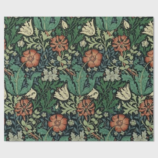 William Morris Compton Floral Art Nouveau Pattern Cadeaupapier (Vlak)