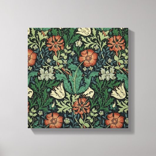 William Morris Compton Floral Art Nouveau Pattern Canvas Afdruk (Voorkant)