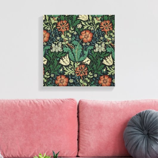 William Morris Compton Floral Art Nouveau Pattern Canvas Afdruk (Insitu (Woonkamer))