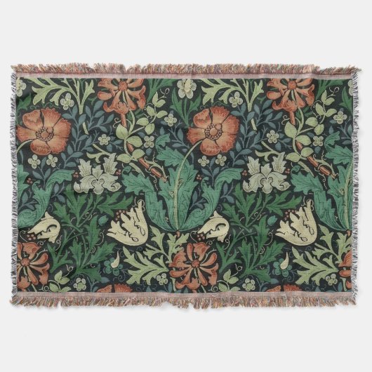 William Morris Compton Floral Art Nouveau Pattern Deken (Voorkant)