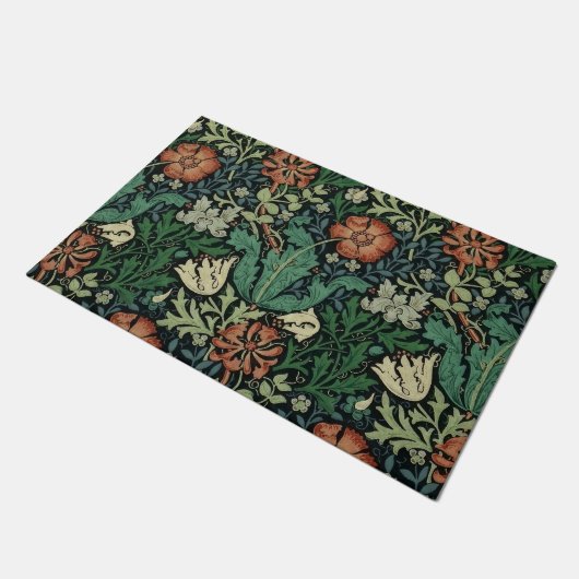William Morris Compton Floral Art Nouveau Pattern Deurmat (Schuin)