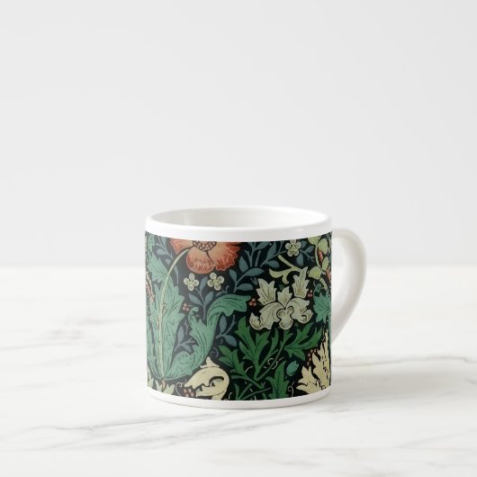 William Morris Compton Floral Art Nouveau Pattern Espresso Kop (Voorkant rechts)