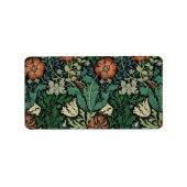 William Morris Compton Floral Art Nouveau Pattern Etiket (Voorkant)