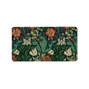 William Morris Compton Floral Art Nouveau Pattern Etiket
