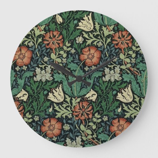 William Morris Compton Floral Art Nouveau Pattern Grote Klok (Voorkant)