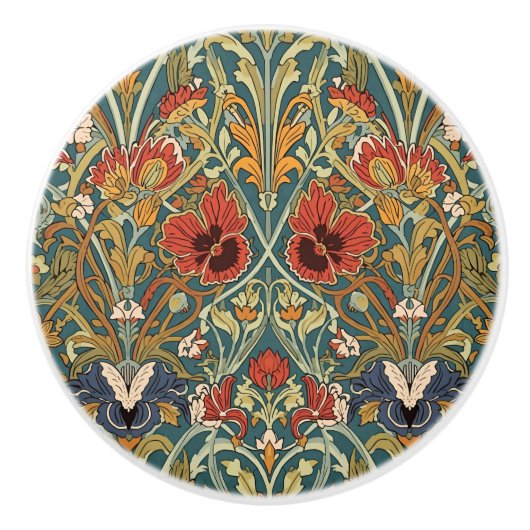 William Morris Compton Floral Art Nouveau Pattern Keramische Knop (Voorkant)