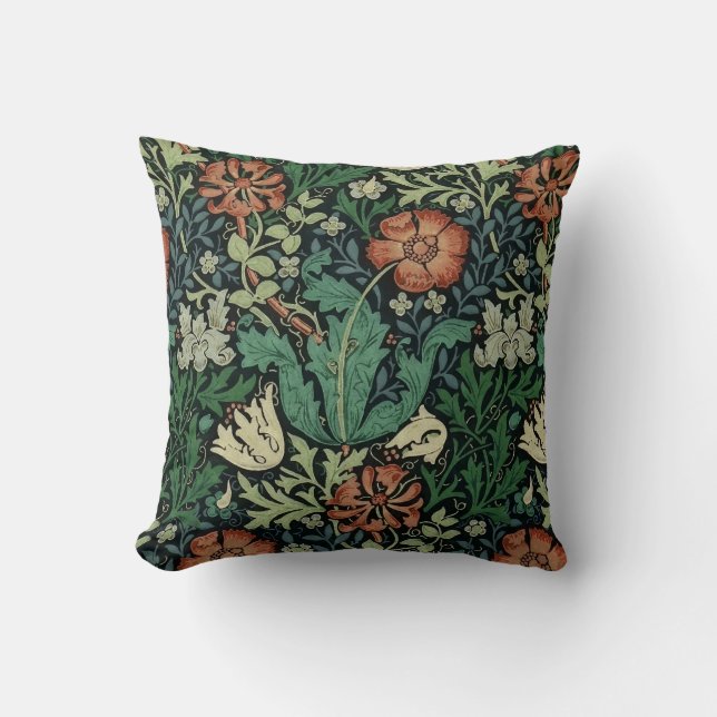 William Morris Compton Floral Art Nouveau Pattern Kussen (Voorkant)
