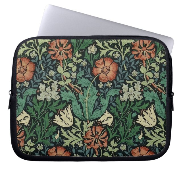 William Morris Compton Floral Art Nouveau Pattern Laptop Sleeve (Voorkant)